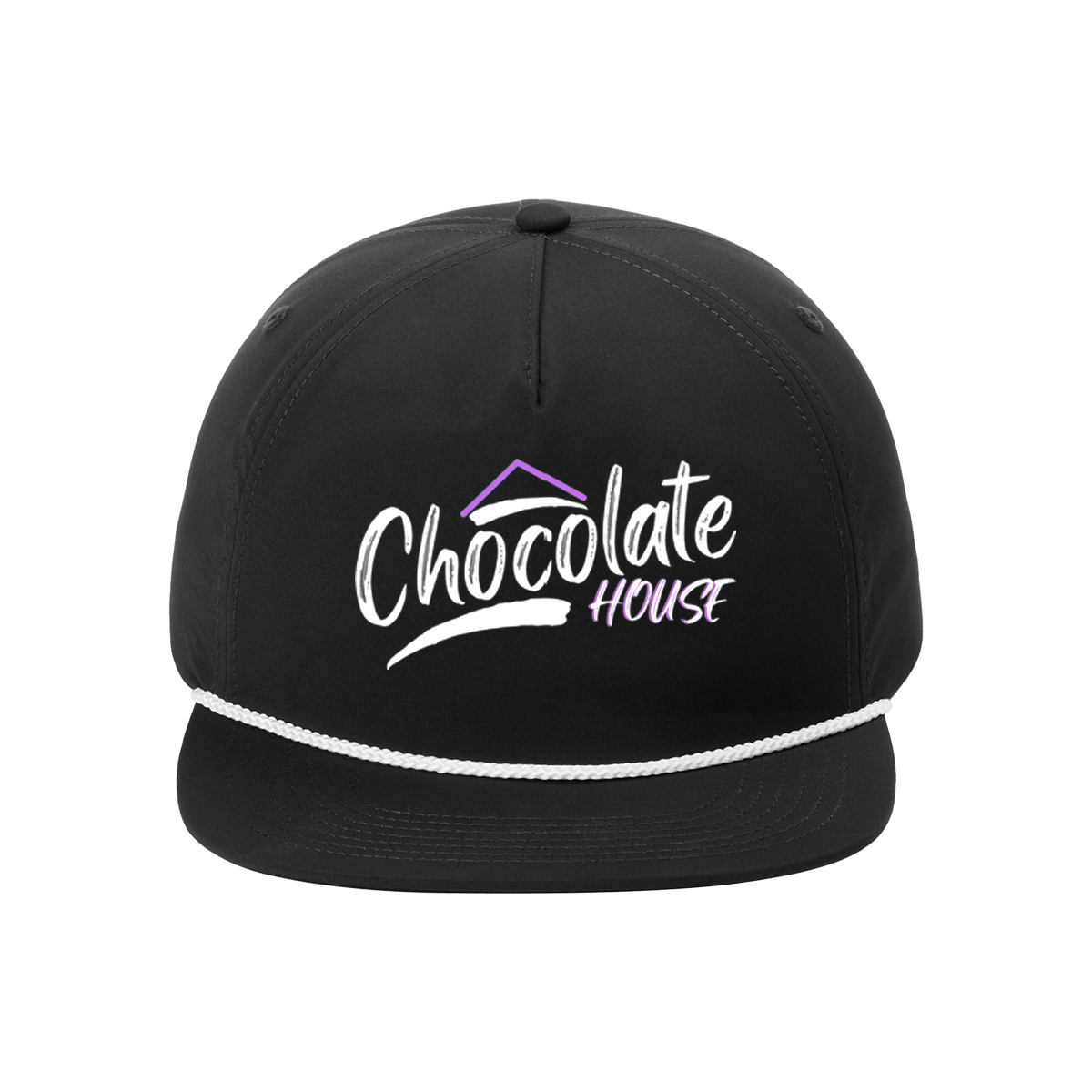 Chocolate House 5-Panel Poly Rope Cap - Black/White - OSFA